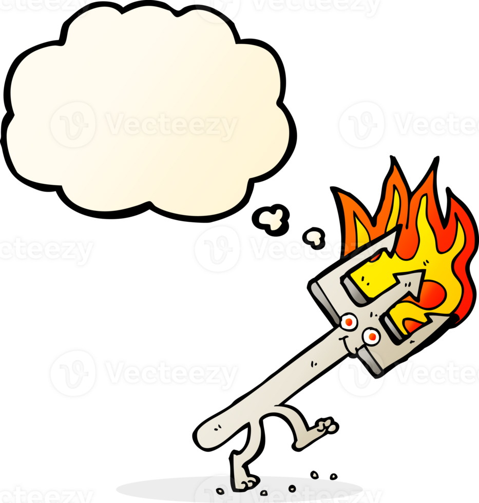 cartoon devil fork with thought bubble png