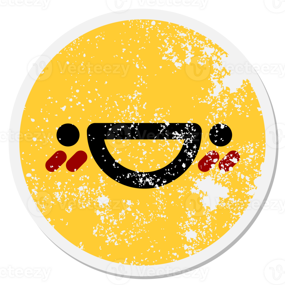 happy blushing face circular sticker png