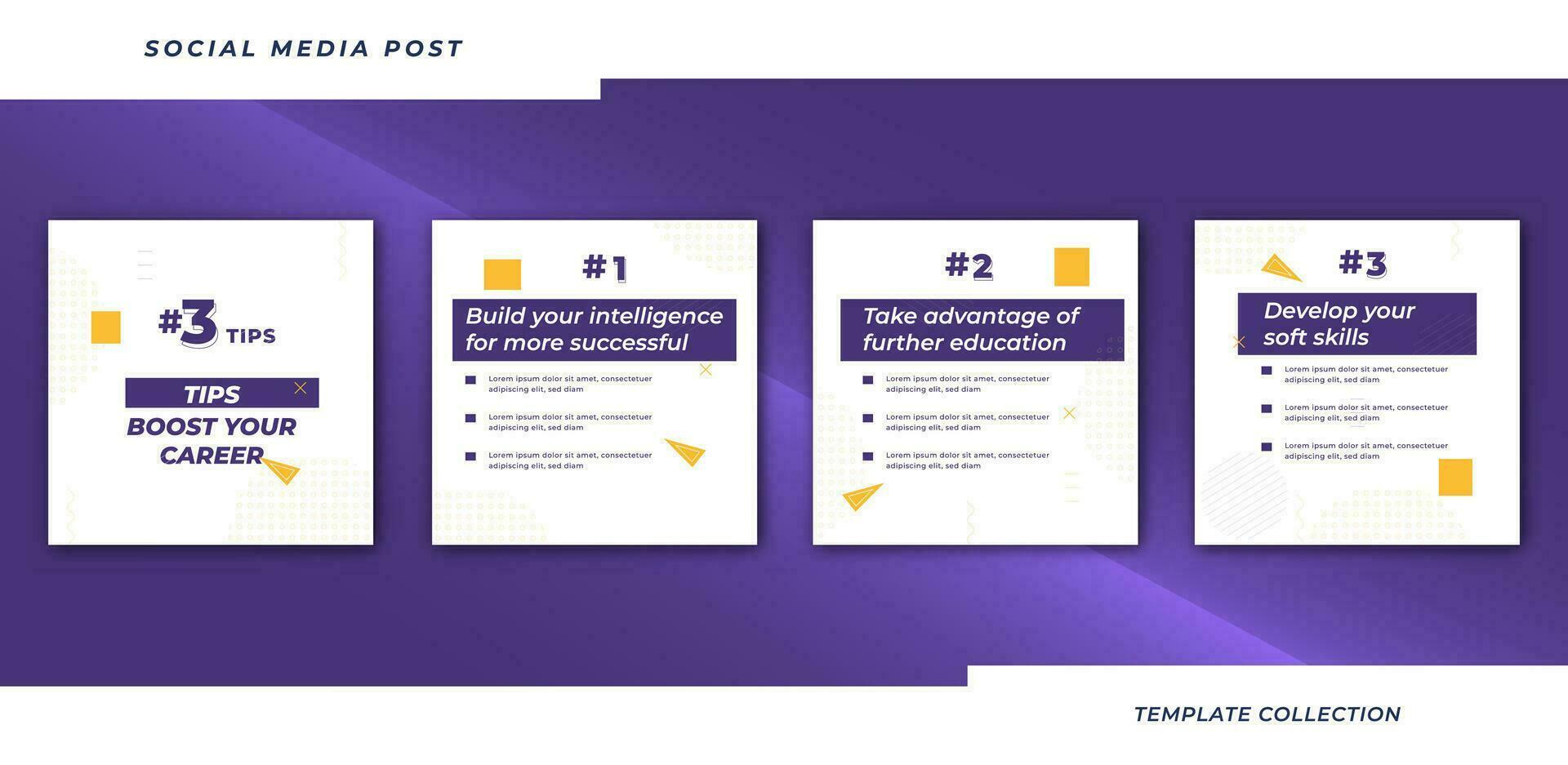 Tips post collection tutorial, tip, trick, quick tips, layout template design element Pro Vector