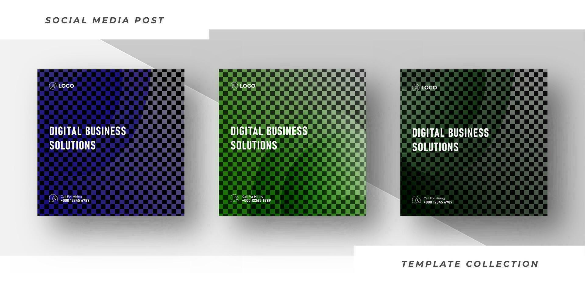 Digital business solutions live webinar and corporate social media post template Pro Vector