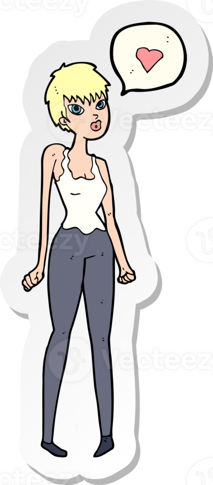 sticker of a cartoon woman in love png
