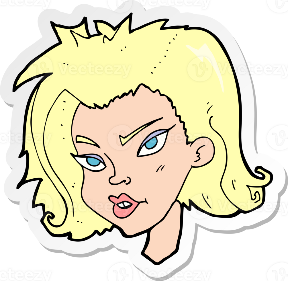 sticker of a cartoon female face png