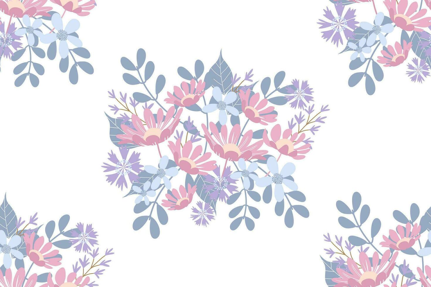 Floral seamless pattern background flower motifs pastel colour vector illustration