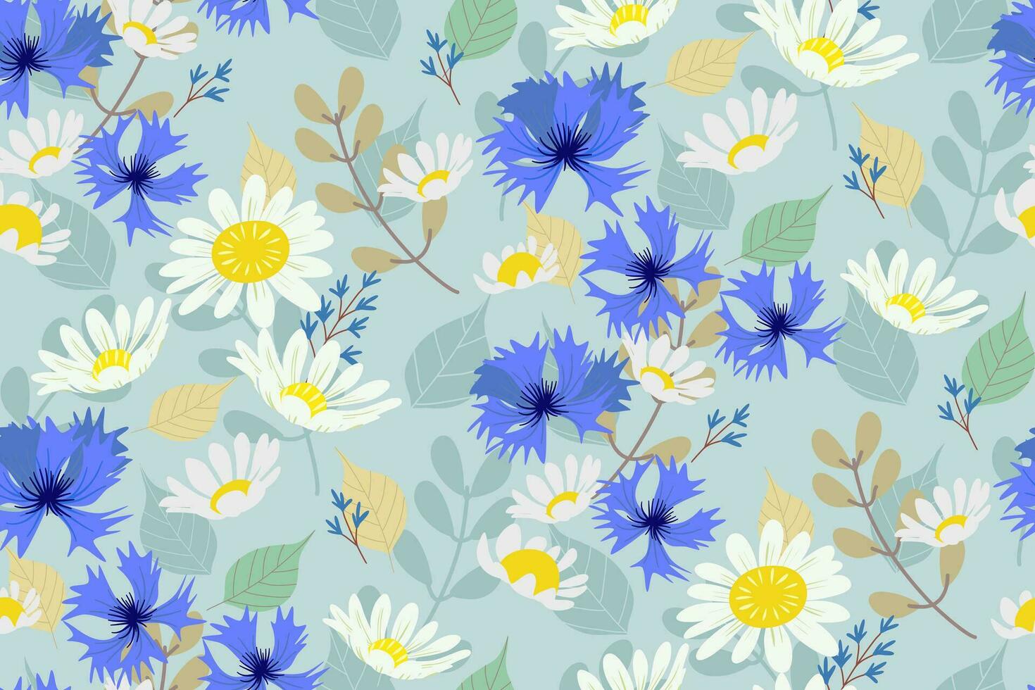 Floral seamless pattern background flower motifs pastel colour vector illustration