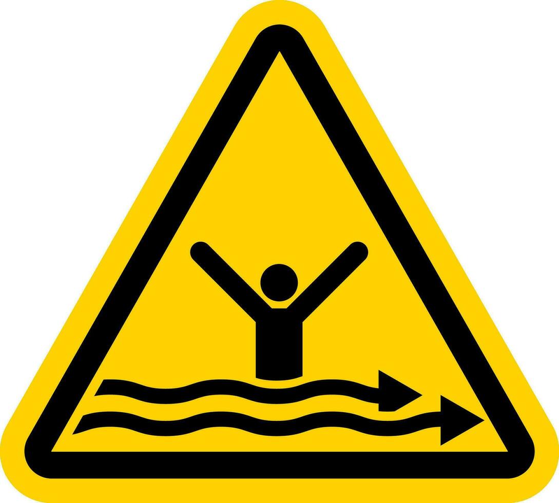 Water Safety Sign Warning - Strong Currents vector