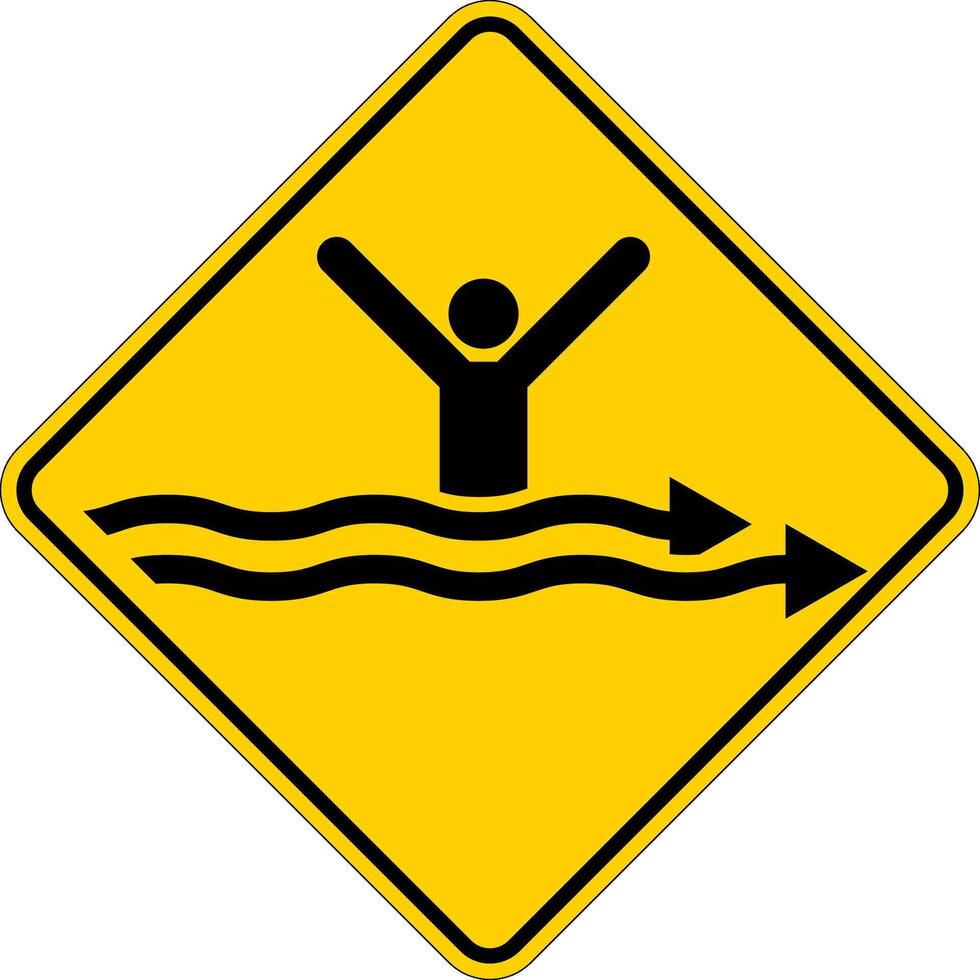 Water Safety Sign Warning - Strong Currents vector