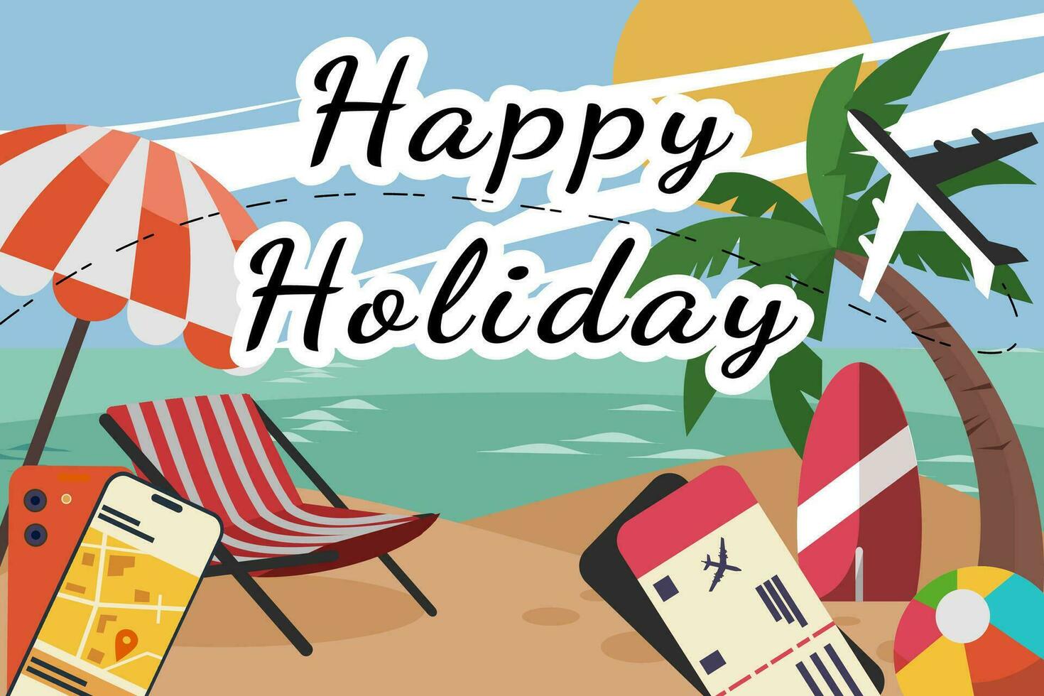 Summer holiday and travel vector