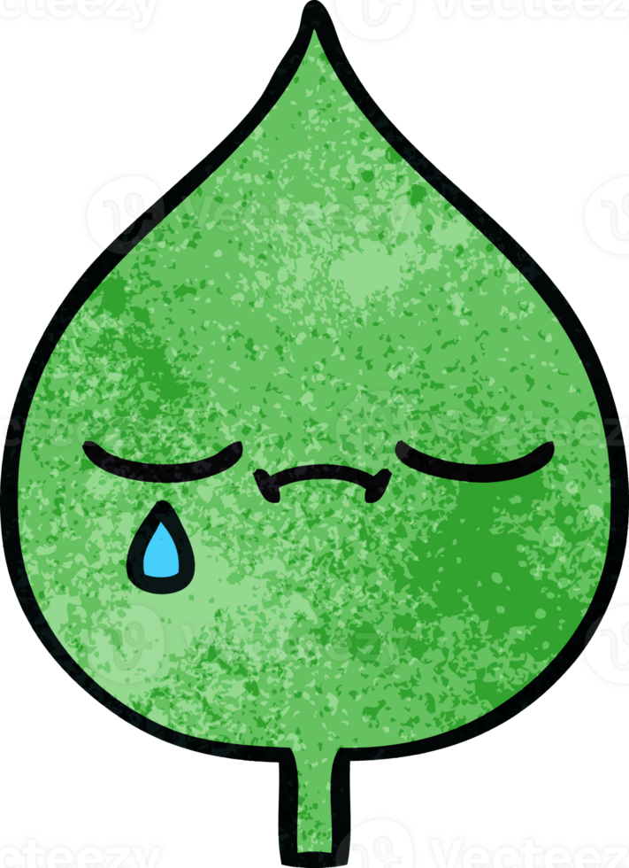 retro grunge texture cartoon expressional leaf png