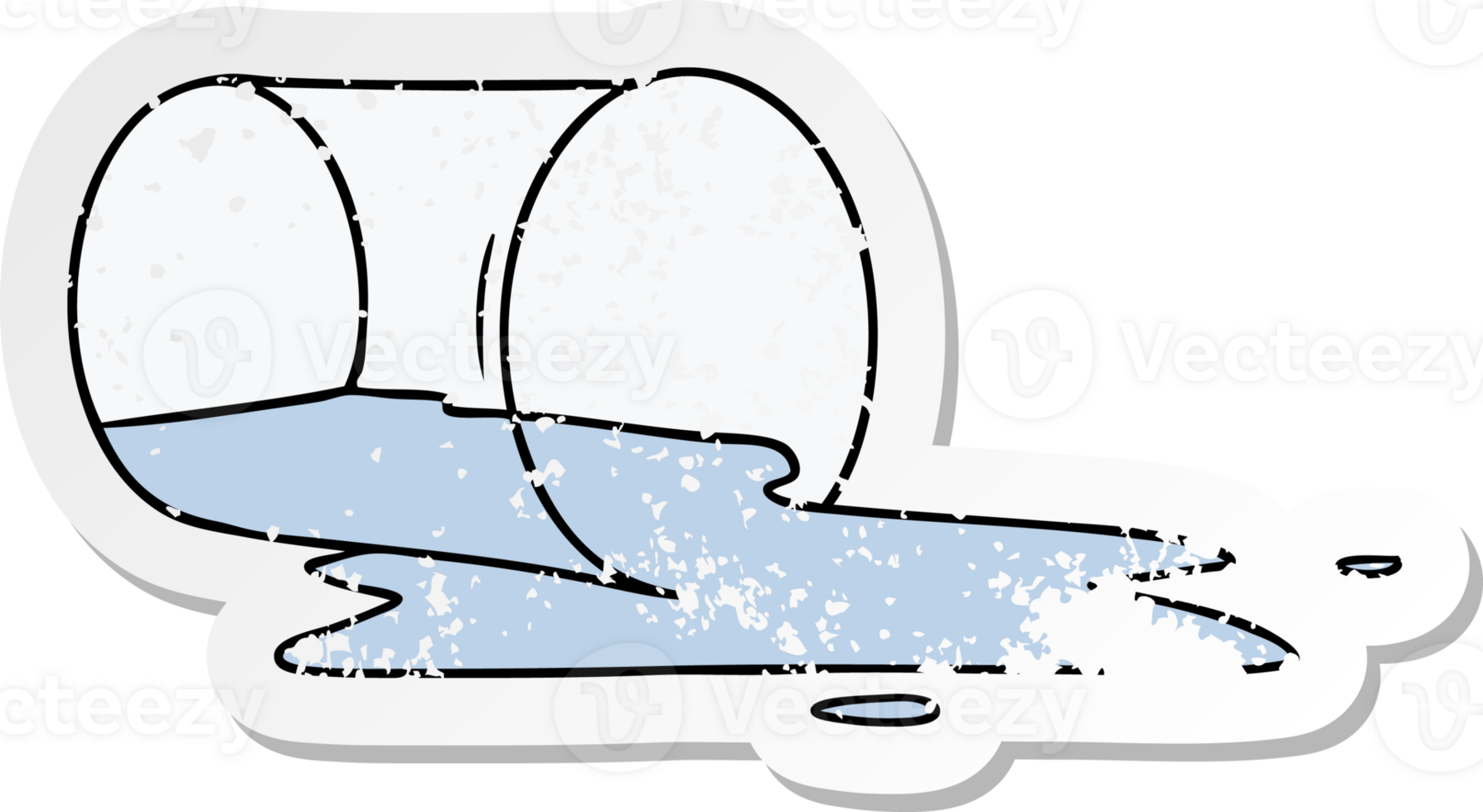 distressed sticker cartoon doodle of a spilt glass png