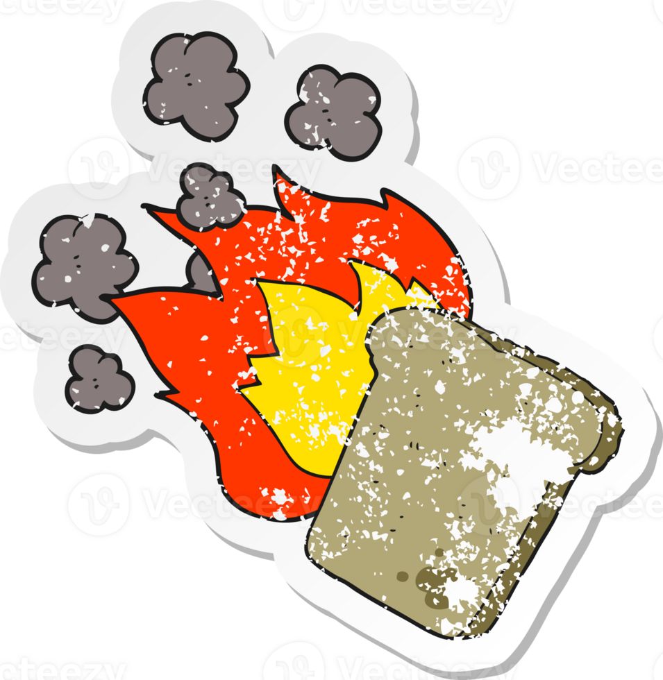 retro distressed sticker of a cartoon burnt toast png