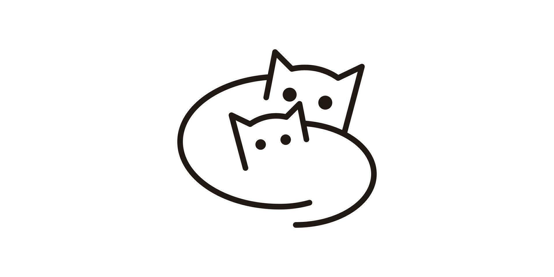 minimalist line logo design with a cat shape. vector