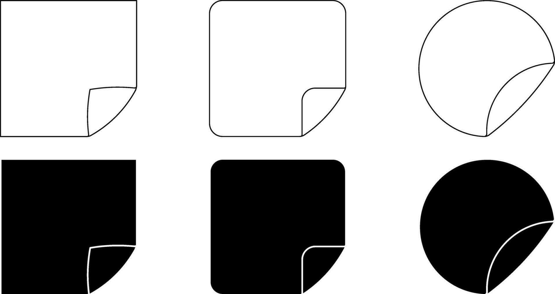 outline silhouette adhesive folded icon set vector