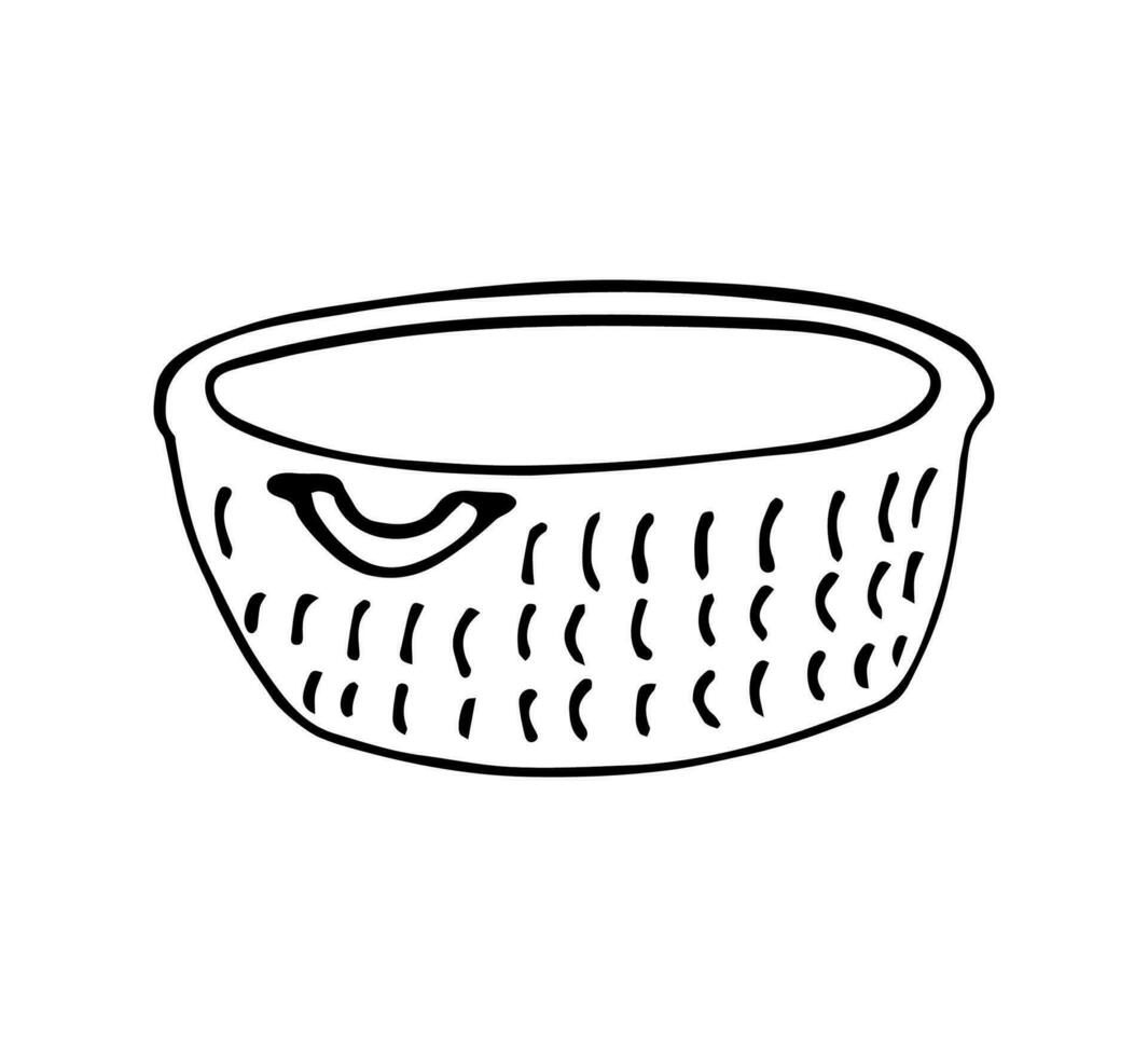 Wicker basket in Doodle style, the concept of hugge, comfort and comfort. vector