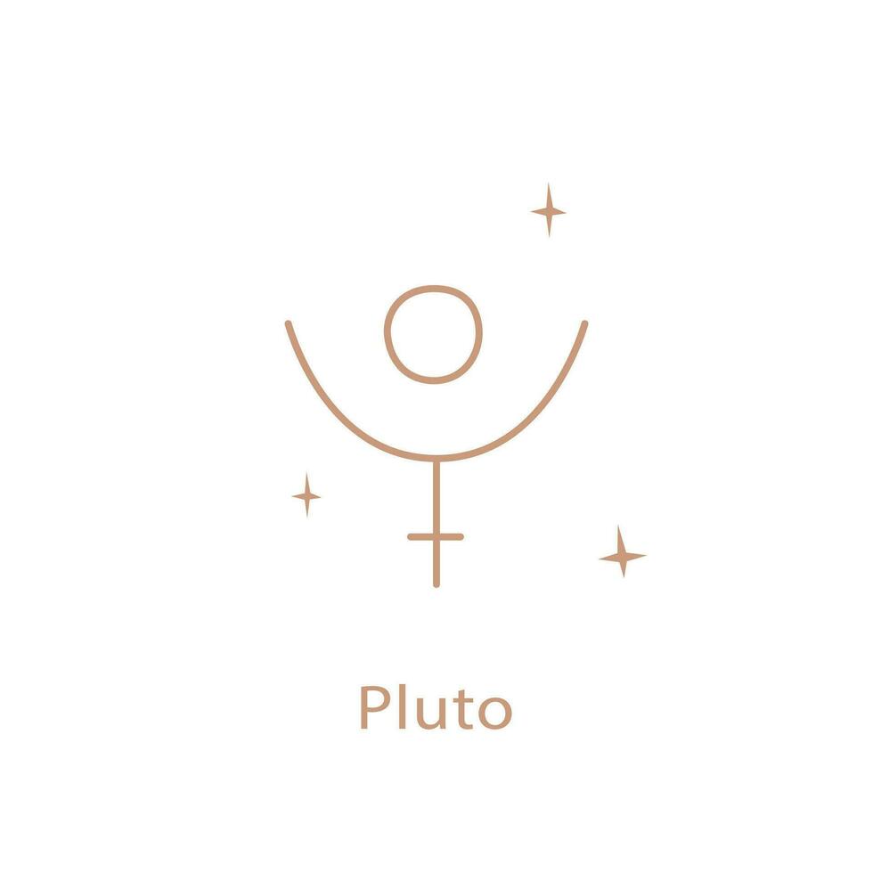 Astrological sign of Pluto cute contour style. vector