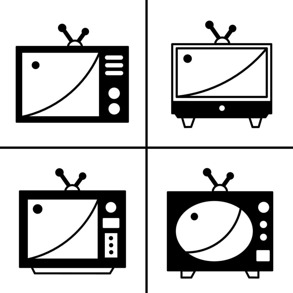 vector negro y blanco ilustración de televisión icono para negocio. valores vector diseño.