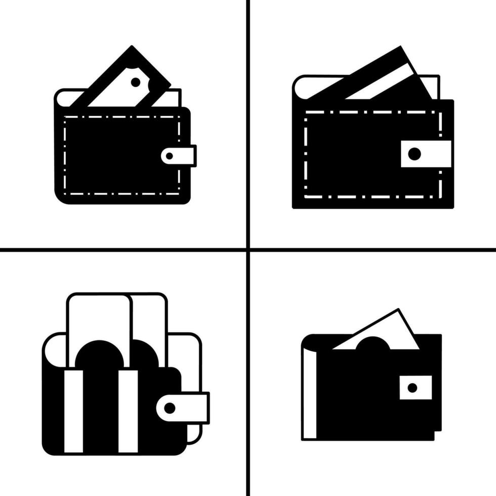 Vector black and white illustration of wallet icon for business. Stock vector design.