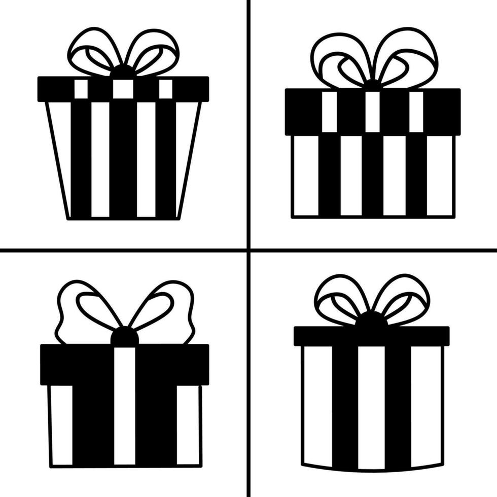 vector negro y blanco ilustración de regalo caja icono para negocio. valores vector diseño.