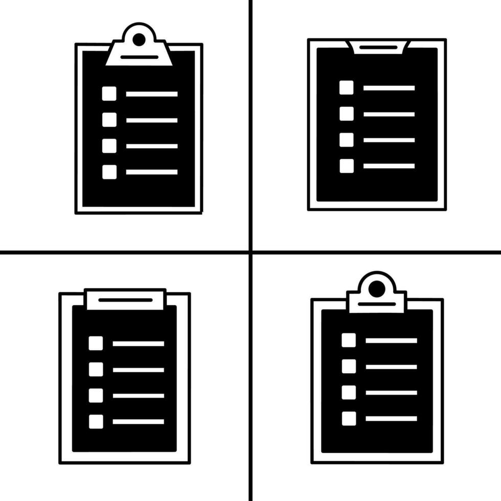 Vector black and white illustration of checklist icon for business. Stock vector design.