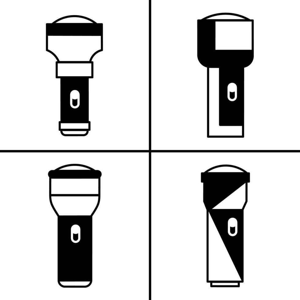 Vector black and white illustration of flashlight icon for business. Stock vector design.