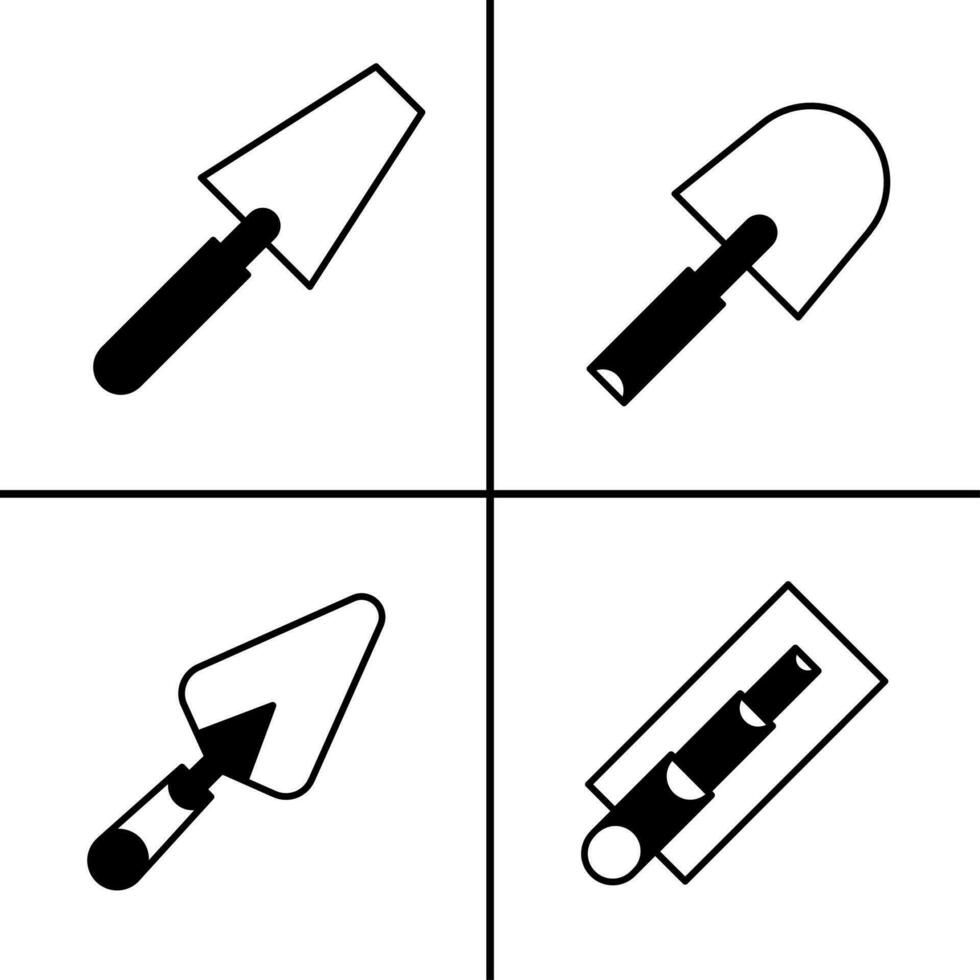 Vector black and white illustration of trowel icon for business. Stock vector design.