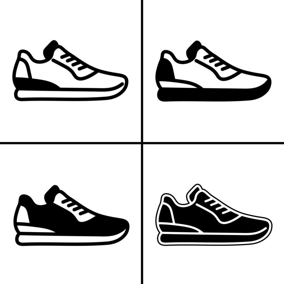 Vector black and white illustration of shoes icon for business. Stock vector design.