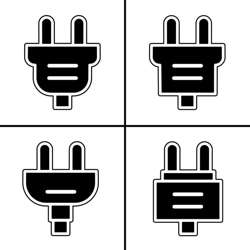 Vector black and white illustration of electric plugs icon for business. Stock vector design