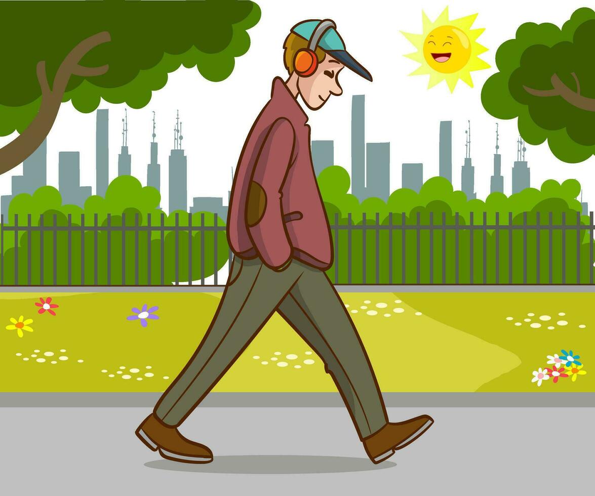 vector ilustración de joven hombre caminando