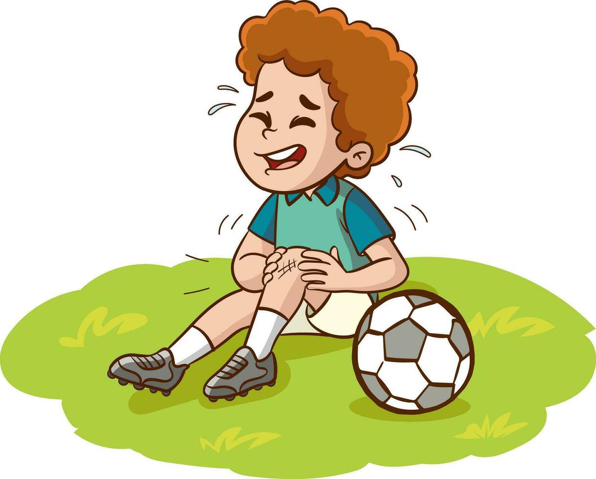 vector illustration of boy injured while playing football