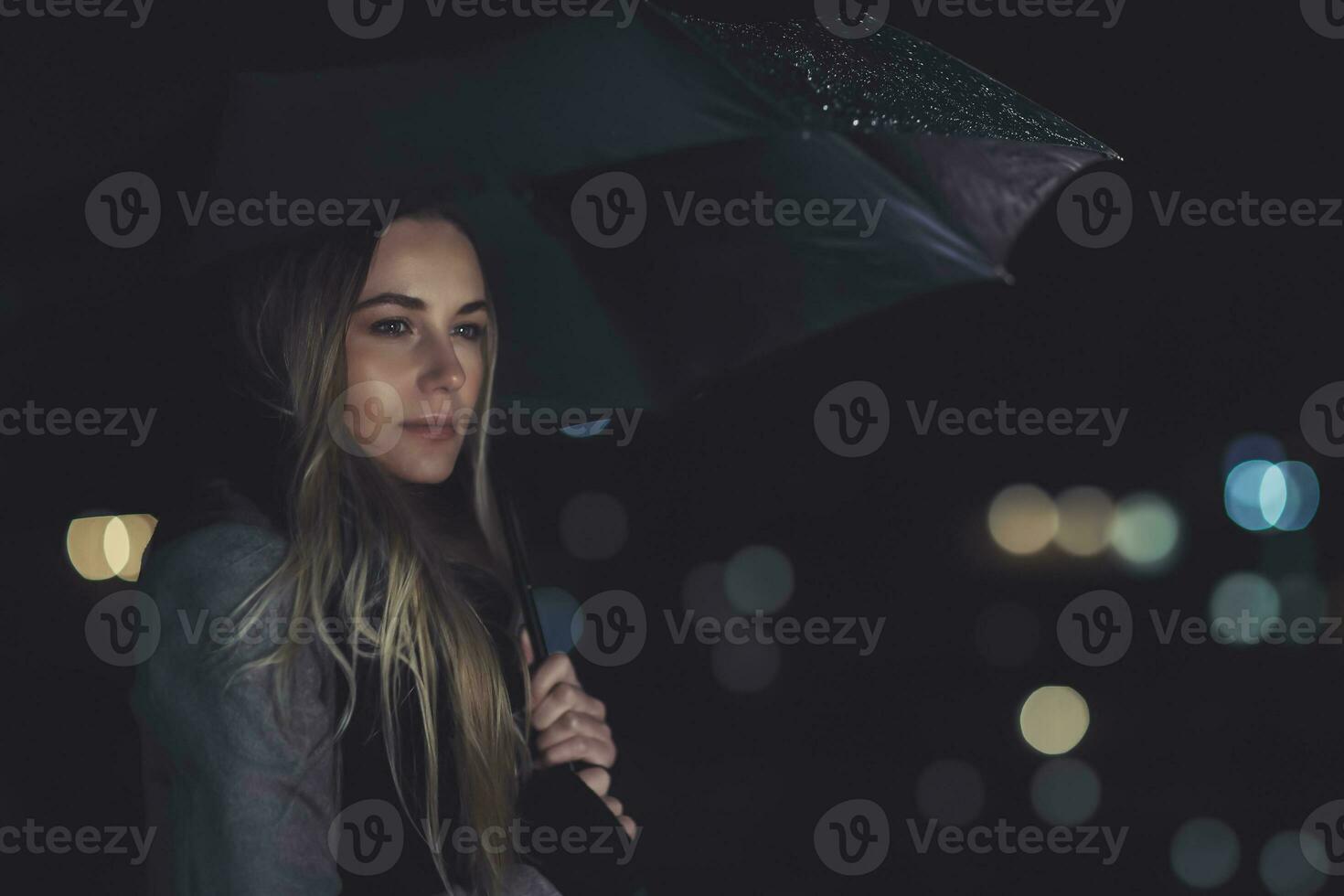 Lonely woman at night photo