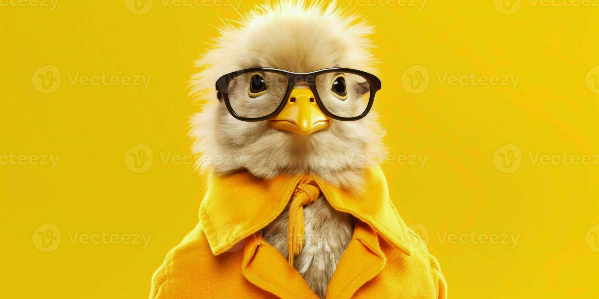 AI generated Cute and Funny Chicken Wearing Glasses and Casual Outfit. Generative AI photo