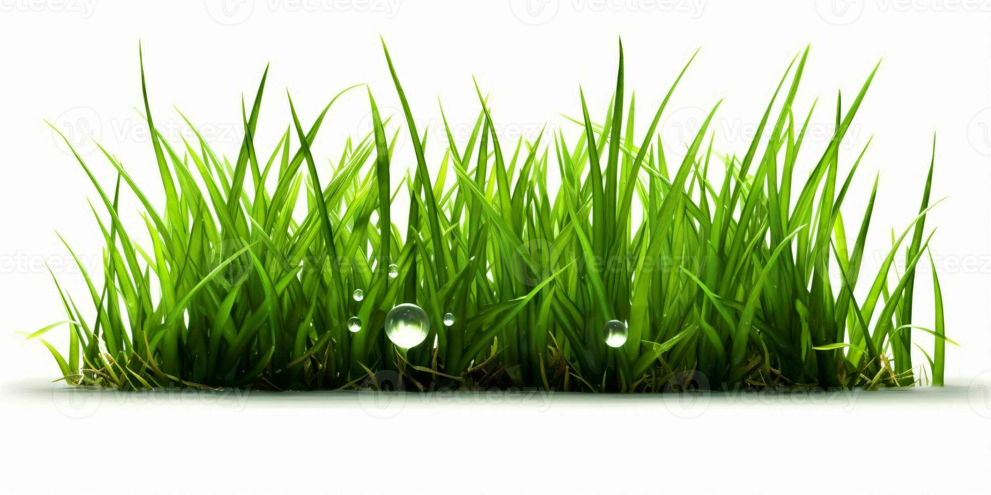 AI generated Fresh Green Grass Isolated on White Background. Generative AI photo