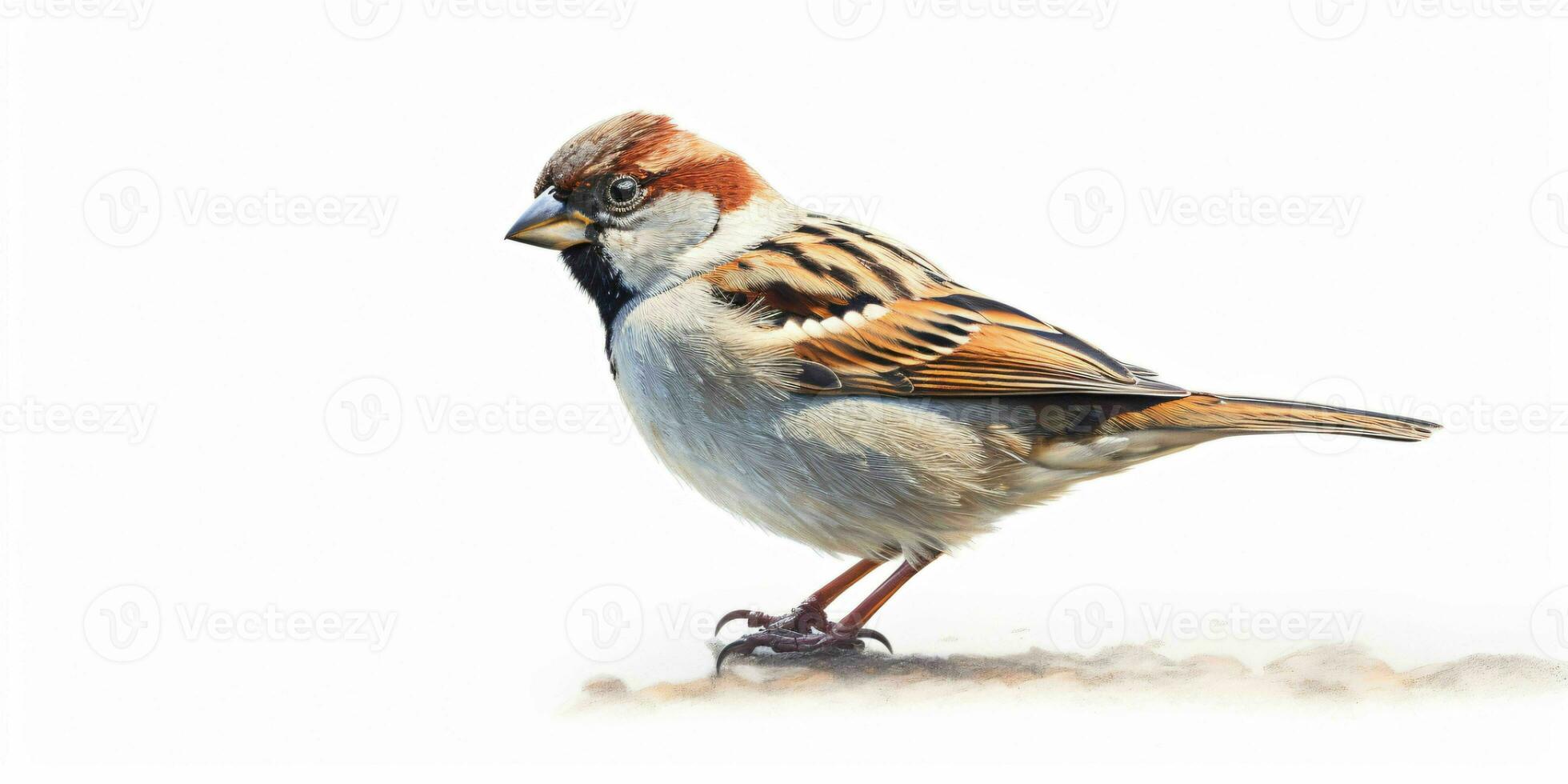 AI generated A Sparrow Perched Isolated on White Background. Generative AI photo