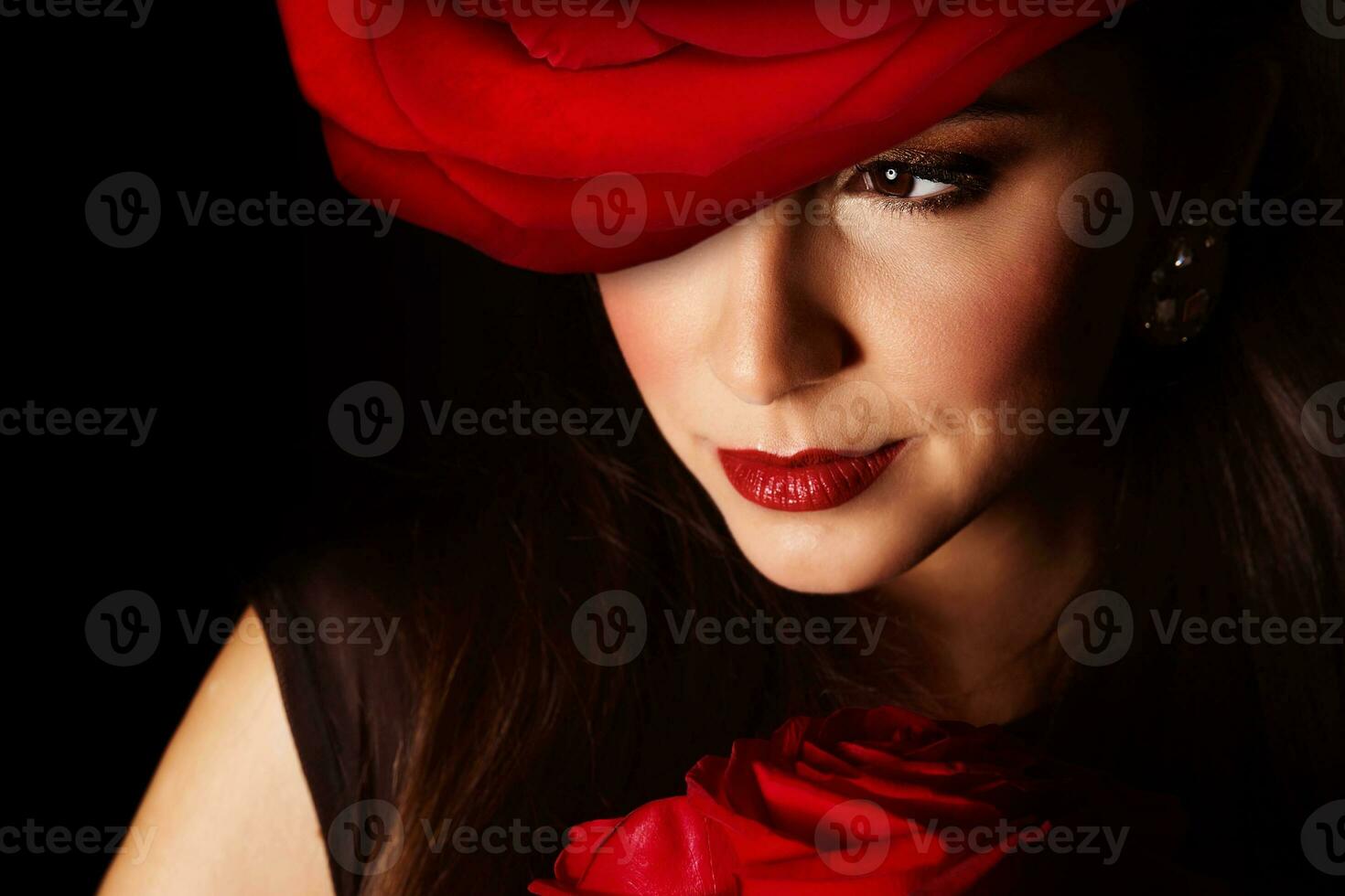 Woman with red rose photo