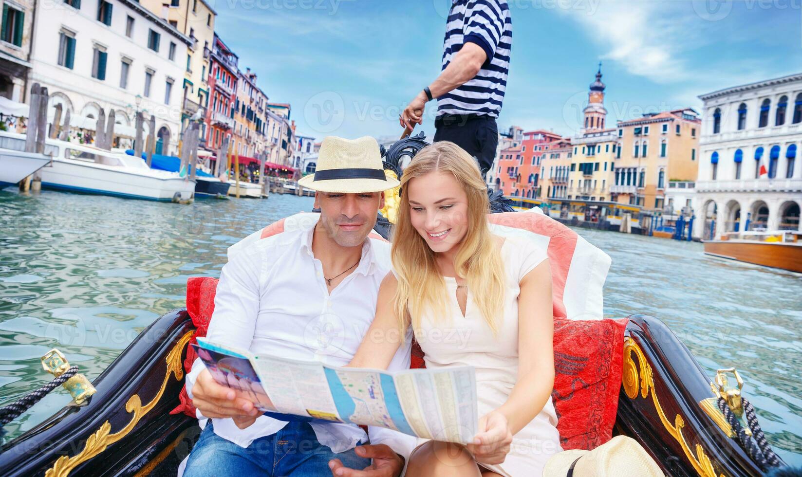 Loving couple traveling to Venice photo