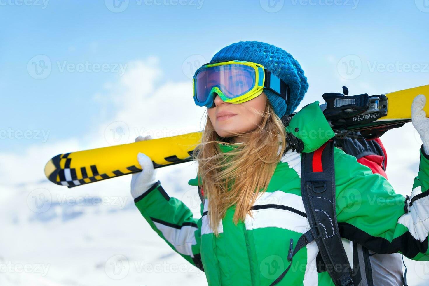 Skier girl portrait photo
