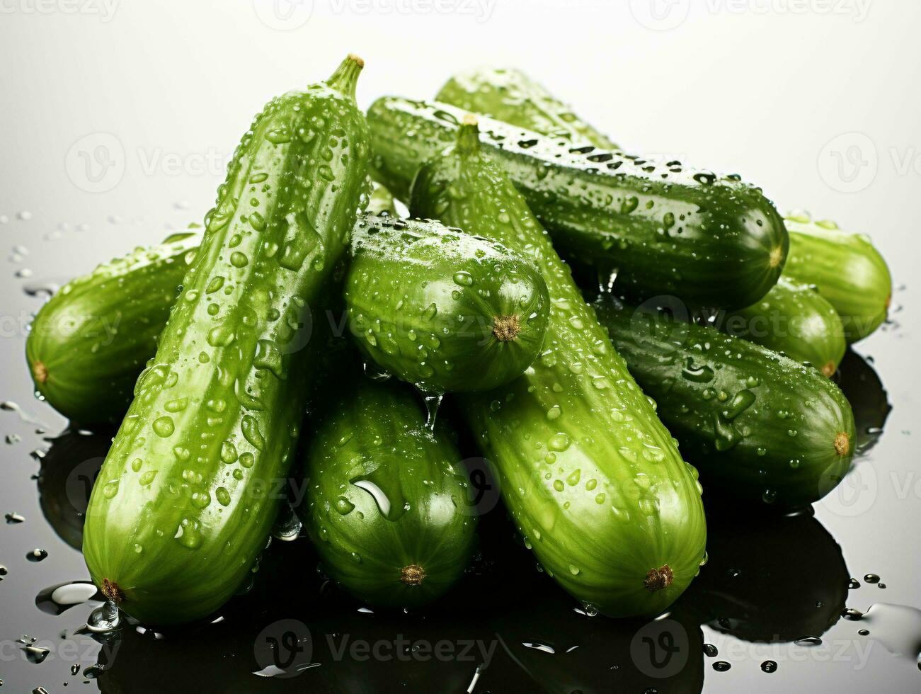 AI generated Fresh Cucumber with Water Droplets. Generative AI photo