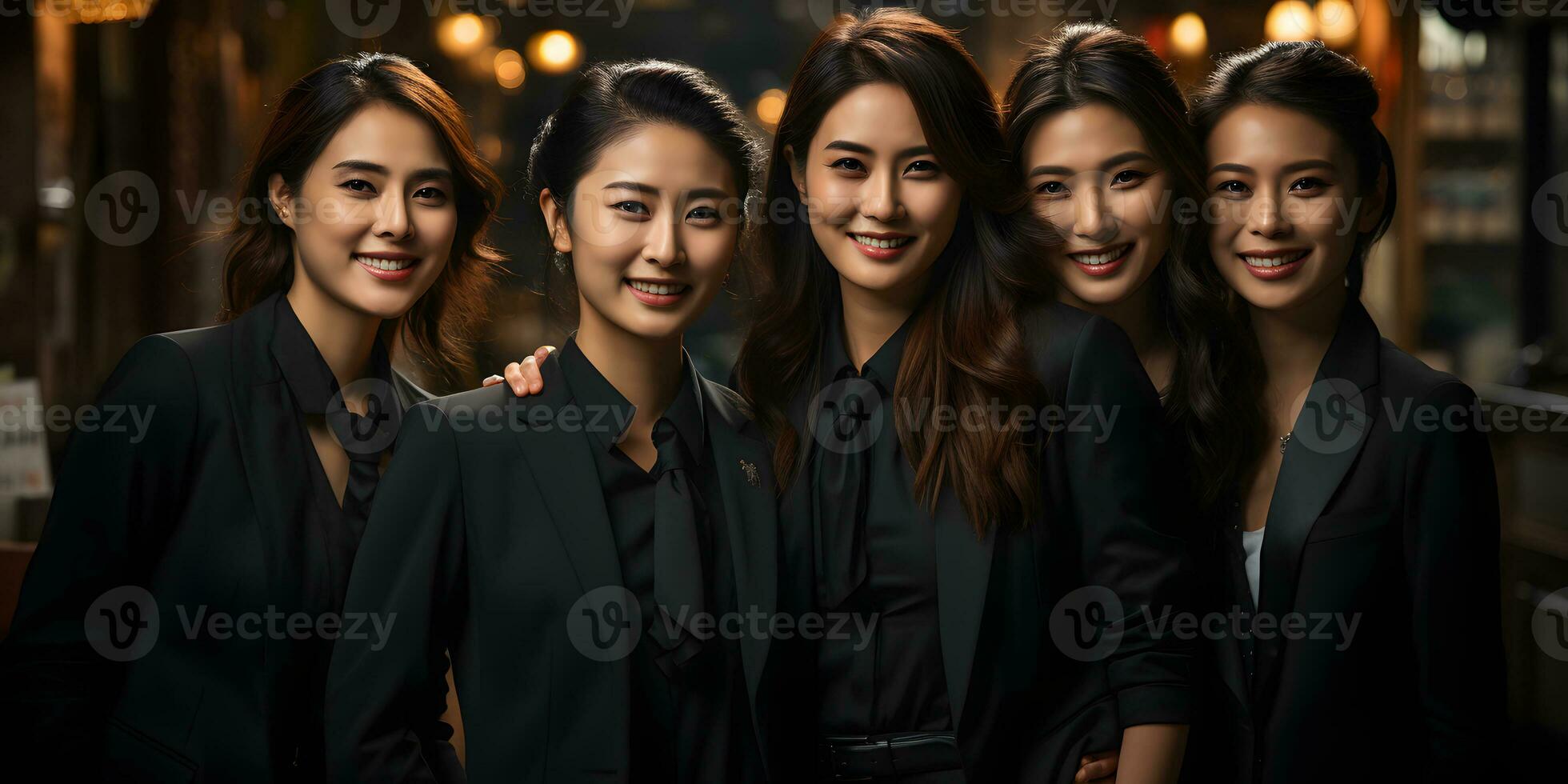 AI generated A Group of Young Asian Business Women in Elegant Business Suits. Generative Ai photo