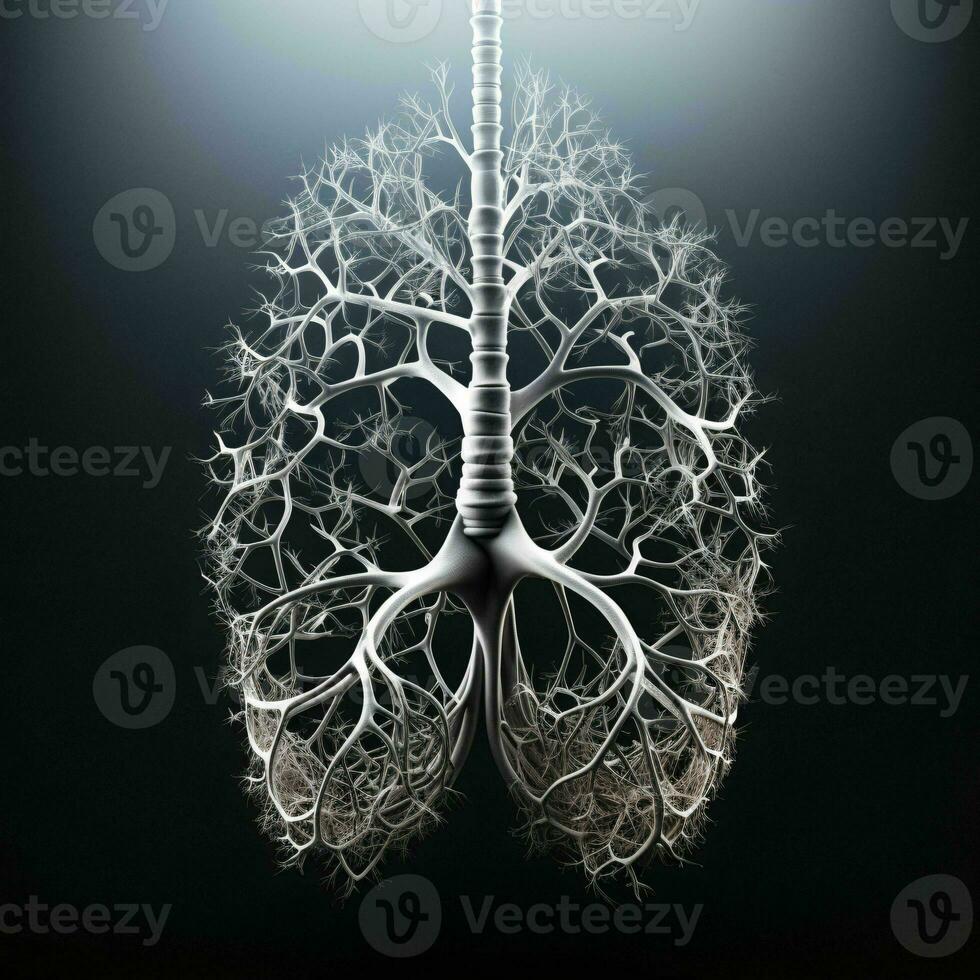 AI generated Human Lung Illustration with Tree Branch and Root Concept. Generative AI photo