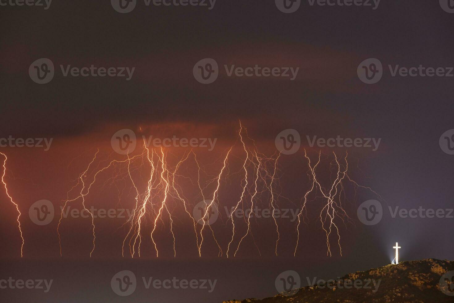 Beautiful Lightning at Night photo