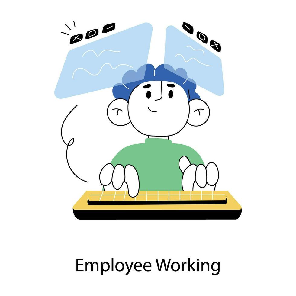 Trendy Employee Working vector