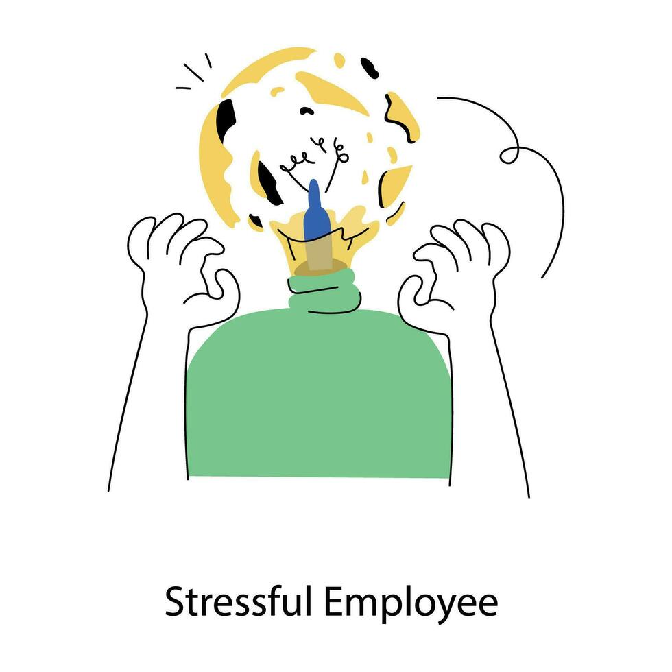 Trendy Stressful Employee vector