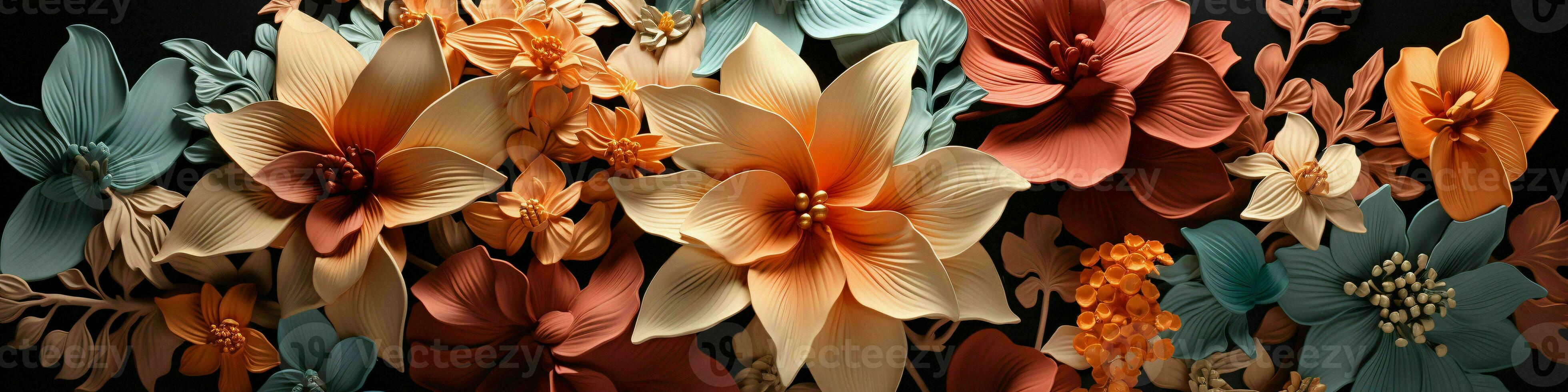 AI generated Beautiful 3D Flowers Illustration Background. Generative AI photo