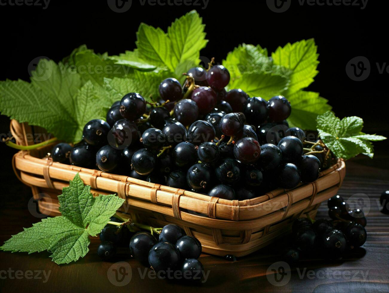 AI generated Fresh Black Currant Fruit. Generative AI photo