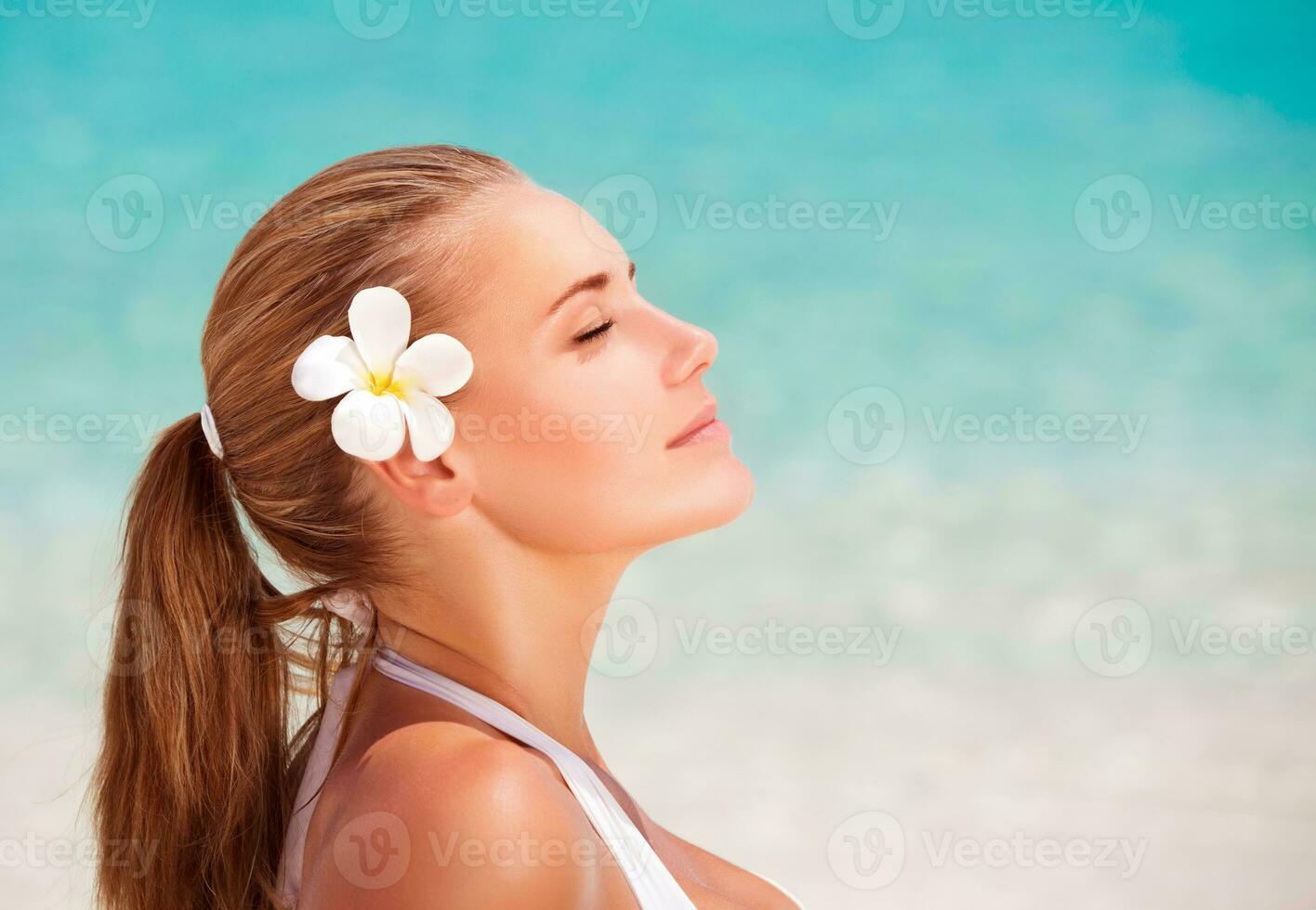Peaceful woman portrait photo