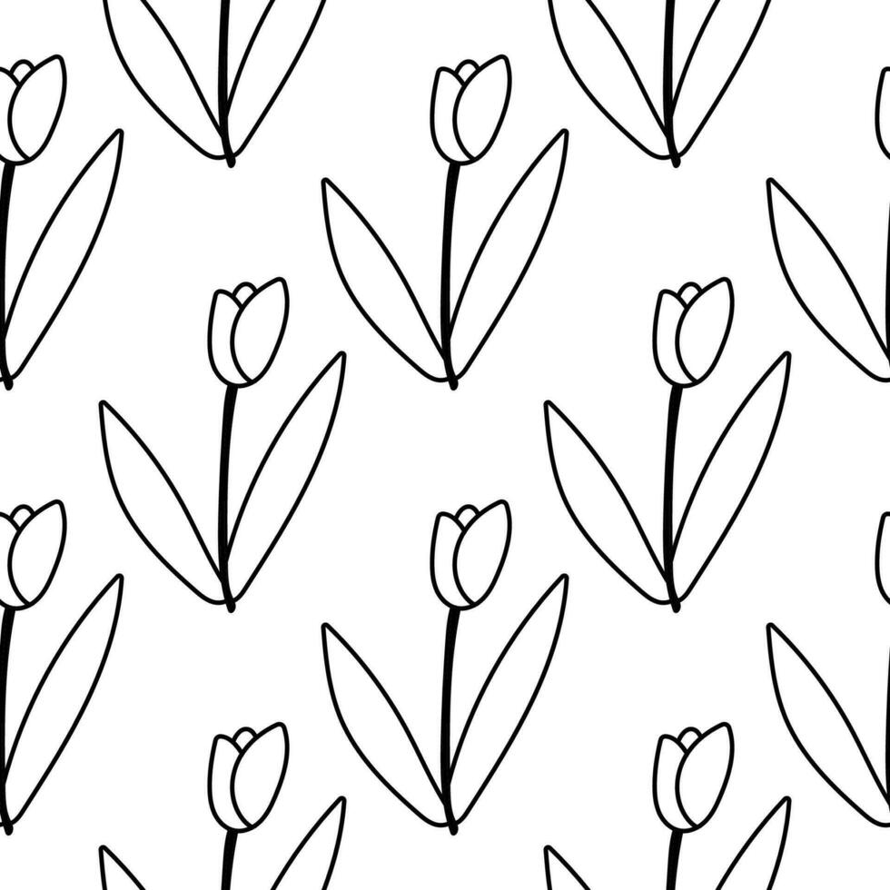 flowers garden warm beautiful vector pattern line