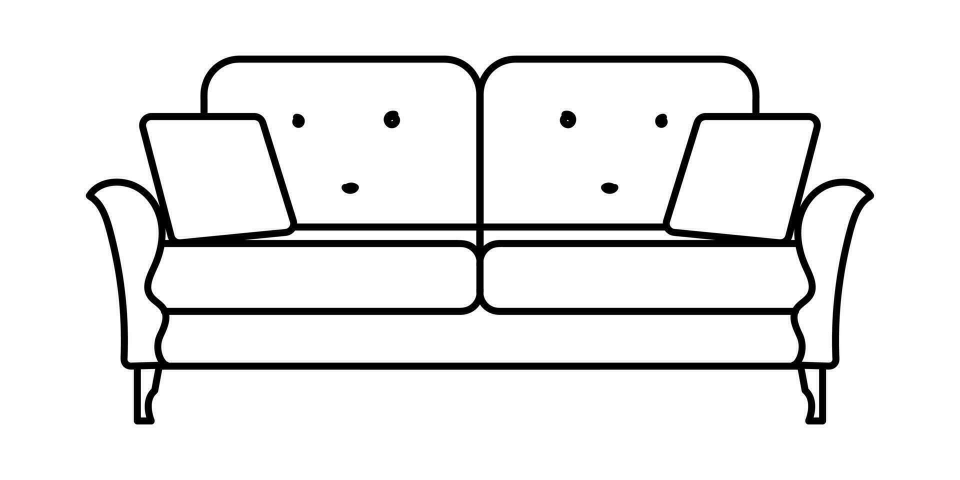 Sofa line Icons. Furniture design. Collection of sofa illustration. Modern furniture set isolated on white background. vector