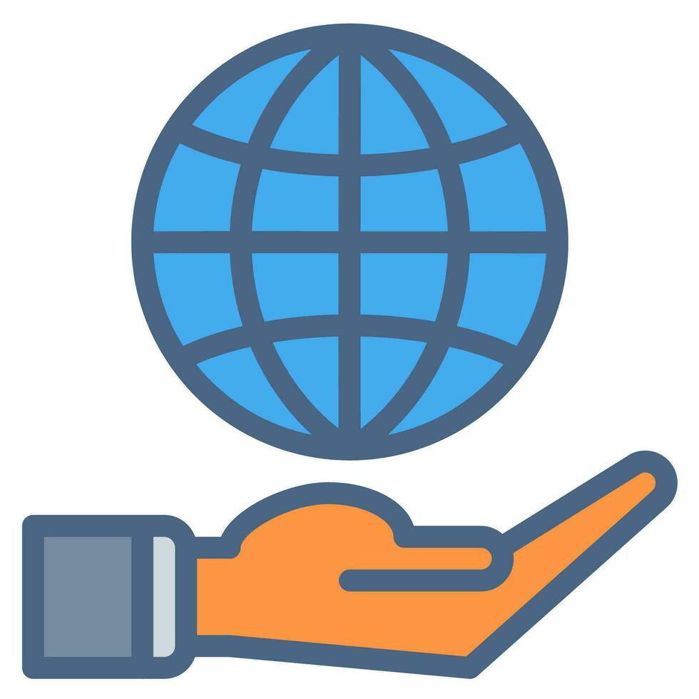 mundo en línea Internet icono y mano icono contorno negro estilo. negocio y Finanzas íconos vector