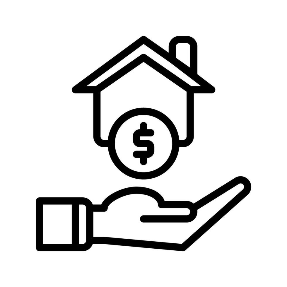 home and hand icon outline black style. Business and finance icons vector