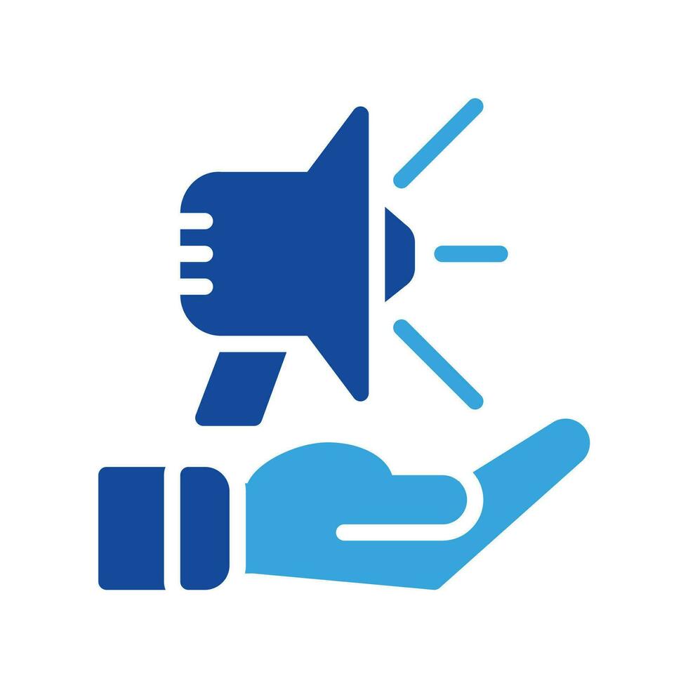 megaphone icon and hand icon outline black style. Business and finance icons vector