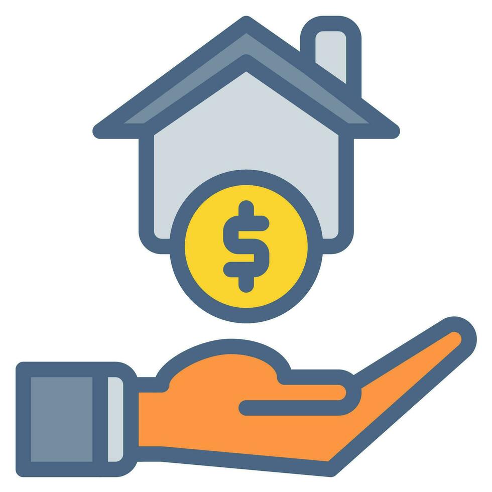 home and hand icon outline black style. Business and finance icons vector
